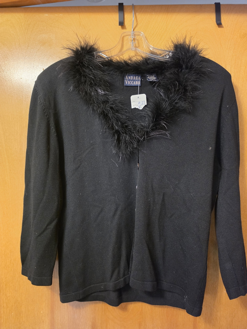 Andrea Viccaro Black Faux Fur Trim Cardigan